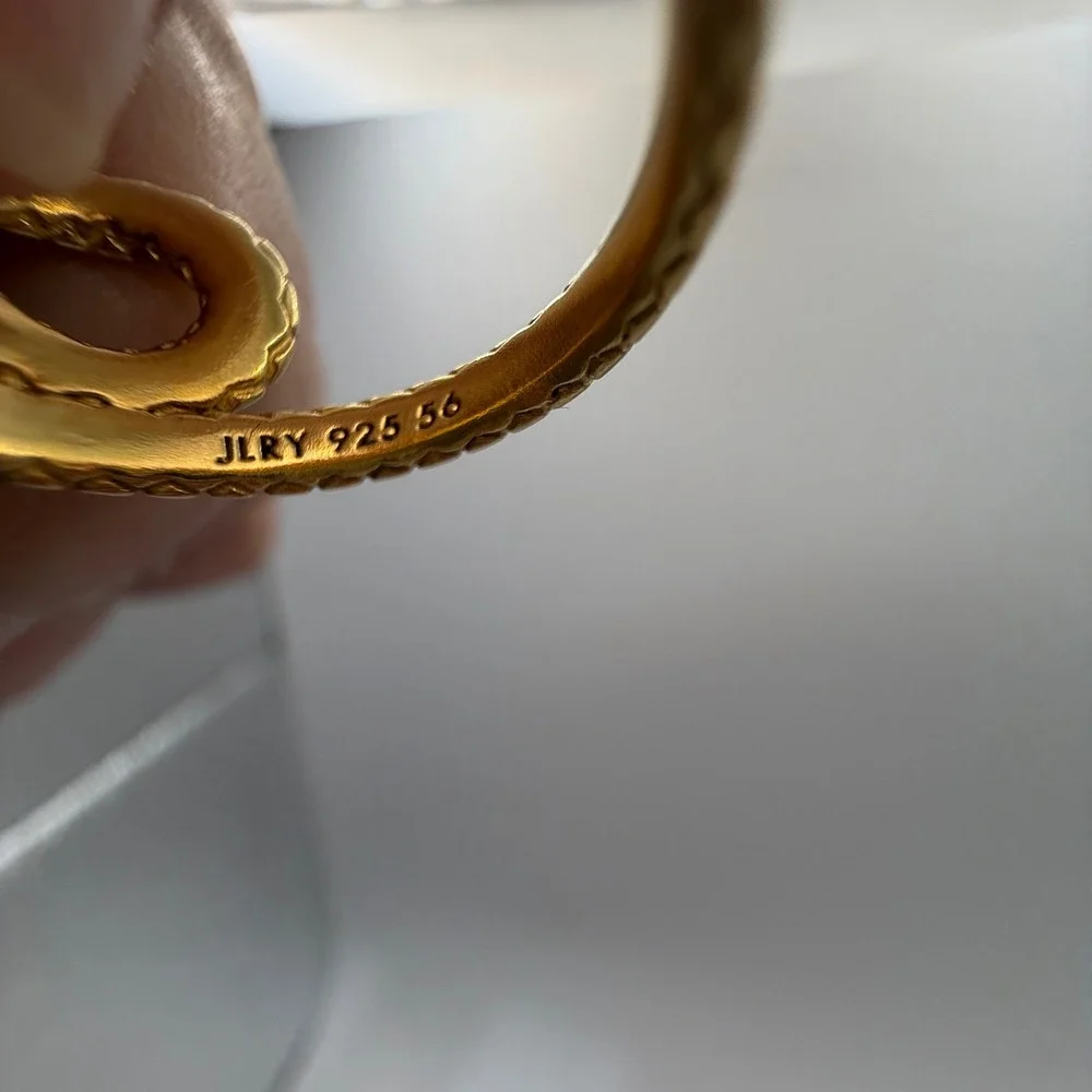 JLRY Snake Wrap Ring Women Size 7.5 Gold Plated 925 Sterling Silver Serpent New